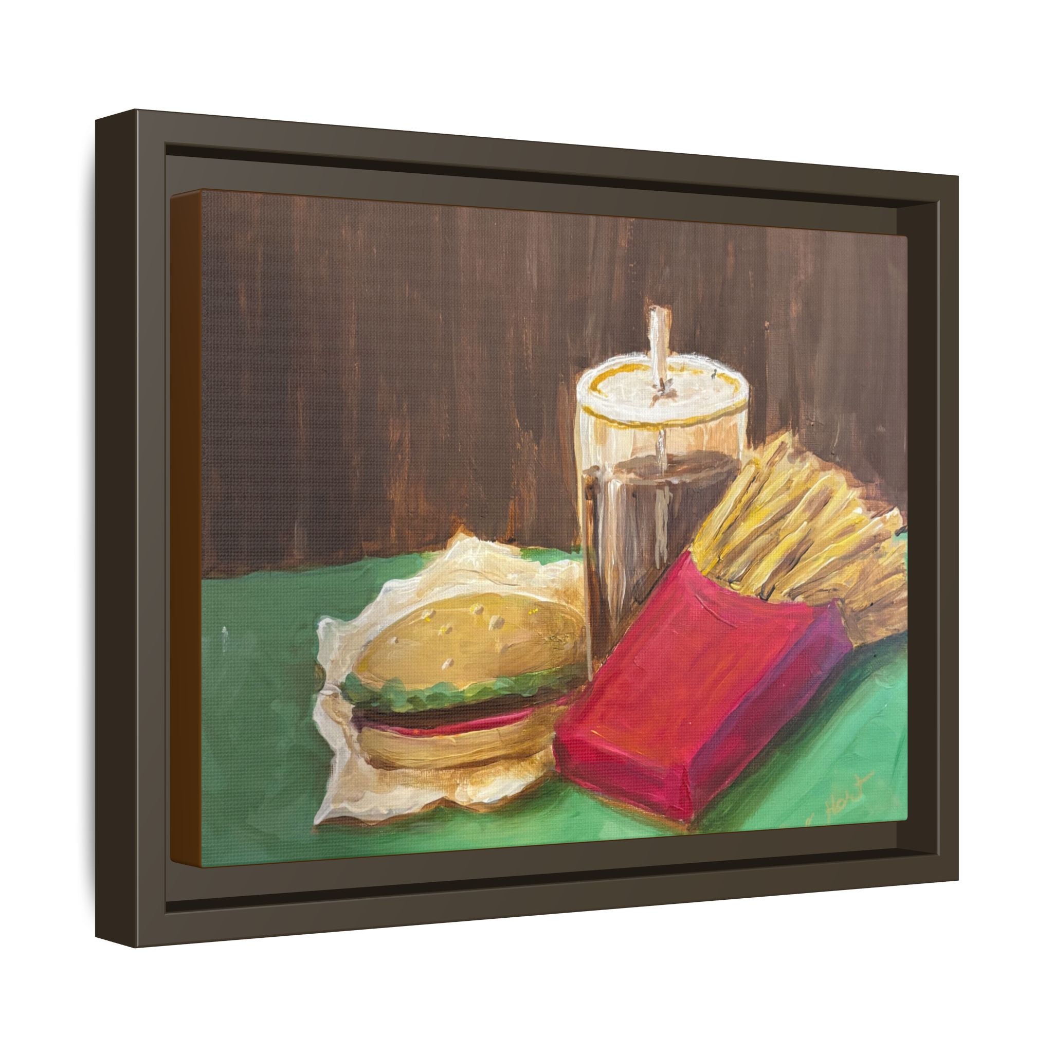 Burger and Fries Matte Canvas, Framed (Multi-color)