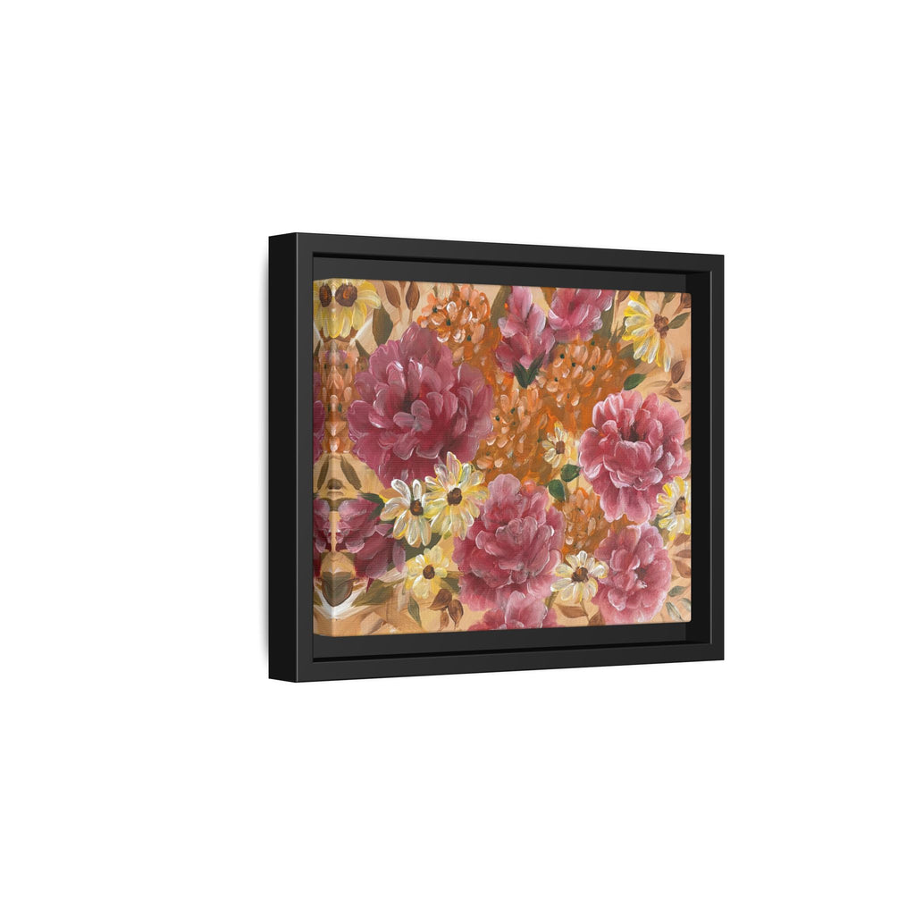 Warm Framed Floral Canvas Print — Vintage Pink Peonies Wall Art