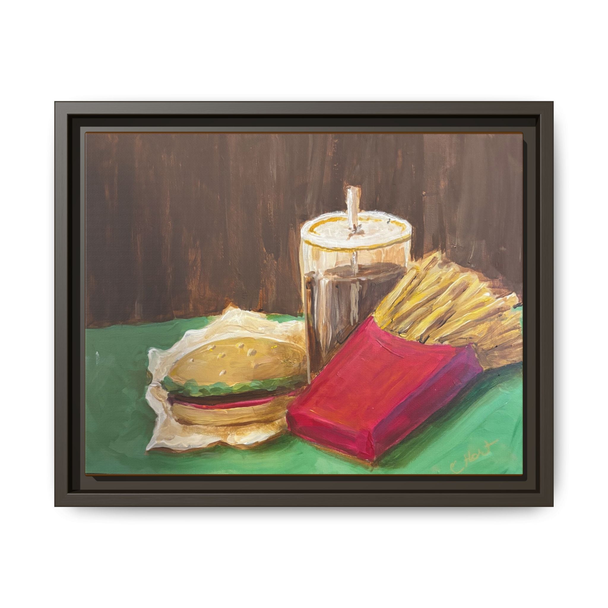 Burger and Fries Matte Canvas, Framed (Multi-color)