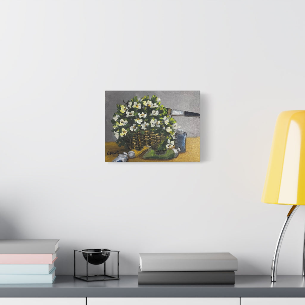 Flower Painting, Matte Printed Canvas, Stretched, 1.25"